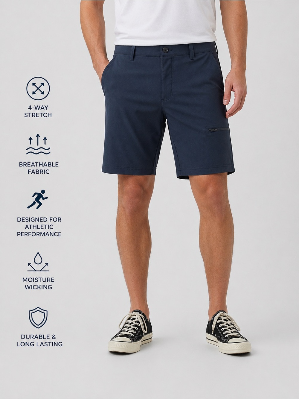 Zero Exposure Active Golf Shorts 9" Inseam Navy Blue Size 36